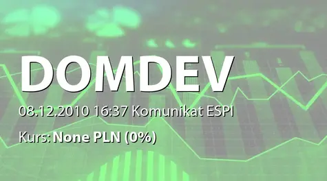 Dom Development S.A.: Umowa z Unibep SA - 88 mln zł (2010-12-08)