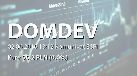 Dom Development S.A.: Wypłata dywidendy - 3,25 PLN (2016-06-02)