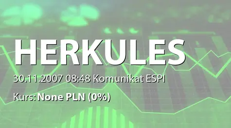 Herkules S.A. w restrukturyzacji: Dopuszczenie i wprowadzenie do obrotu giełdowego akcji serii A i D (2007-11-30)