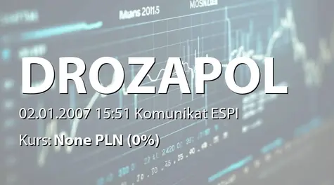 Drozapol-Profil S.A.: Informacja zarządu dot. terminu opublikowania ceny emisyjnej akcji serii E (2007-01-02)