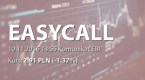 easyCALL.pl S.A.: SA-Q3 2016 (2016-11-10)