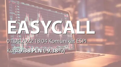 easyCALL.pl S.A.: Zapłata wynagrodzenia przez SatRevolution SA i rozwiązanie umowy połączeniowej (2022-04-01)