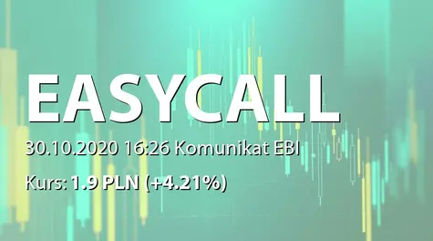 easyCALL.pl S.A.: Zmiana terminu przekazania SA-Q3 2020 (2020-10-30)