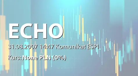 Echo Investment S.A.: Przeniesienie przedsiębiorstwa przez Echo &#8211; Centrum Tarnów sp. z o.o. na rzecz Projekt Echo &#8211; 61 sp. z o.o. - 76,6 mln zł (2007-08-31)