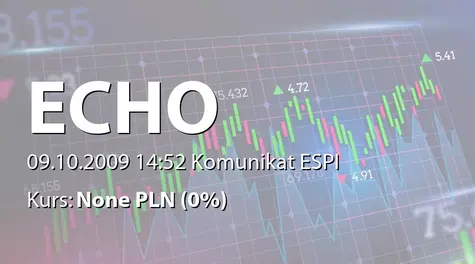 Echo Investment S.A.: Umowa o generalne wykonanie obiektu z Eiffage Budownictwo Mitex SA - 161,3 mln zł (2009-10-09)