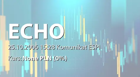 Echo Investment S.A.: Umowa z Energetyka Dwory sp. z o.o. dot. sprzedaży udziałów Bioelektrownia Hydropol - 4 sp. z o.o. (2006-10-25)