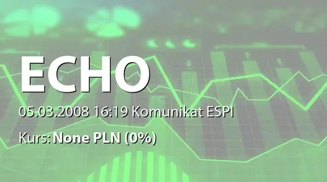 Echo Investment S.A.: Ustanowienie zastawu rejestrowego na udziałach Projekt - Echo 60 sp. z o.o. na rzecz Banku Eurohypo AG (2008-03-05)