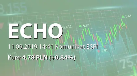 Echo Investment S.A.: Warunkowa wypłata zaliczki na poczet dywidendy - 0,50 PLN (2019-09-11)