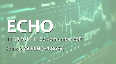 Echo Investment S.A.: Zmiana terminów zakończenia zapisów oraz przydziału obligacji serii C (2014-09-11)