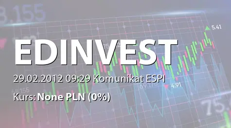 ED invest S.A.: Informacja dot. listu intencyjnego ws. inwesycji mieszkaniowo-usługowej w Łomiankach - negocjacje są kontynuowane  (2012-02-29)