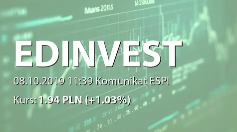 ED invest S.A.: Nabycie akcji przez Zofię Zgierską (2019-10-08)