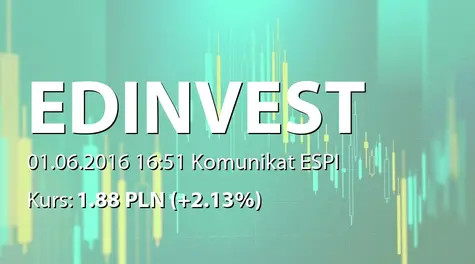 ED invest S.A.: Wypłata dywidendy - 0,10 PLN (2016-06-01)