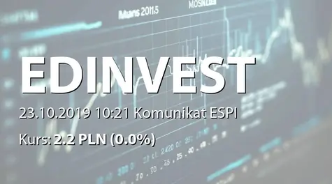 ED invest S.A.: Zakup akcji przez Członka RN (2019-10-23)