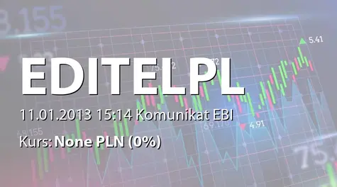 EDITEL Polska S.A.: Terminy przekazania raportów okresowych w 2013 r. (2013-01-11)