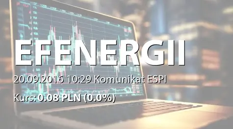 Europejski Fundusz Energii S.A.: Korekta raportu ESPI 8/2016 (2016-09-20)