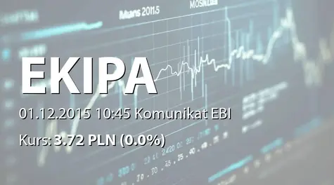 Ekipa Holding S.A.: Rejestracja w KRS podwyższenia kapitału i zmian w statucie (2015-12-01)
