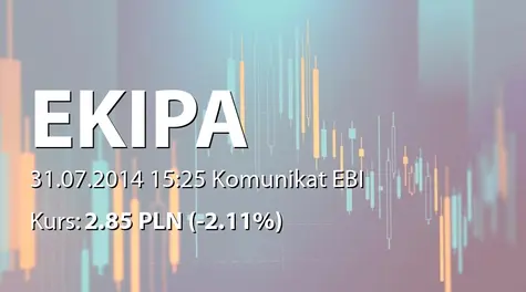 Ekipa Holding S.A.: Wypłata dywidendy - 0,07 PLN (2014-07-31)