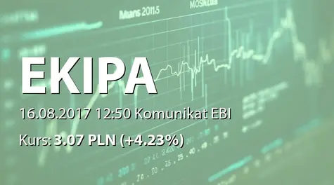 Ekipa Holding S.A.: WZA - dywidenda - uzupełnienie raportu    (2017-08-16)