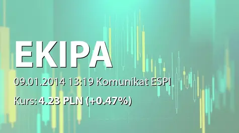 Ekipa Holding S.A.: Zakup i sprzedaż akcji przez Bogdana Pukowca (2014-01-09)