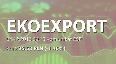 Eko Export S.A. w restrukturyzacji: Potwierdzenie zamówienia na dostawy mikrosfery szarej frakcji 150 mikronów na 2014 r. - 2,4 mln zł (2013-12-04)