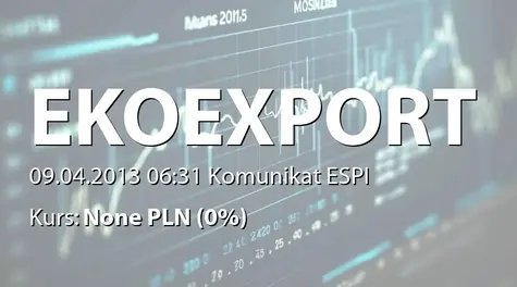 Eko Export S.A. w restrukturyzacji: Rozpoczęcie kolejnego etapu inwestycji w Kazachstanie przez Eko Sphere KZ - 176 tys. EUR (2013-04-09)