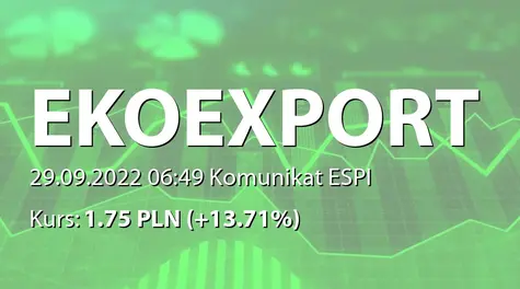 Eko Export S.A. w restrukturyzacji: Wstępne przychody za 3 kw. 2022 roku (2022-09-29)