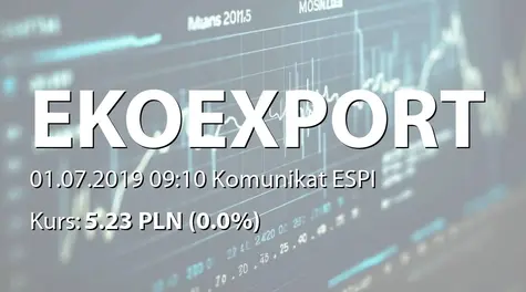 Eko Export S.A. w restrukturyzacji: Wstępne przychody za I półrocze 2019 (2019-07-01)