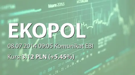 Ekopol Górnośląski Holding S.A.: Sprzedaż zbiornika na olej napędowy wraz z urządzeniami dystrybucyjnymi zarządzanymi technologią mikrostacje.pl (2014-07-08)