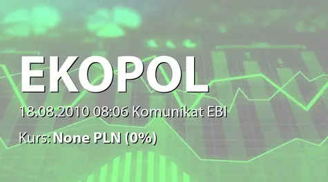 Ekopol Górnośląski Holding S.A.: Umowa posadowienia i obsługi paliwowo-logistycznej mikrostacji paliw w miejscowości Koszęcin - 3,83 mln zł (2010-08-18)