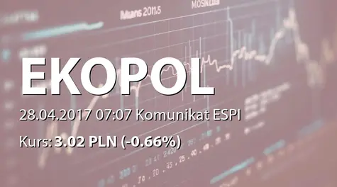 Ekopol Górnośląski Holding S.A.: ZWZ - projekty uchwał: wypłata dywidendy - 0,03 PLN (akcje uprzywilejowane) i 0,02 PLN (akcje zwykłe), zmiany w RN (2017-04-28)