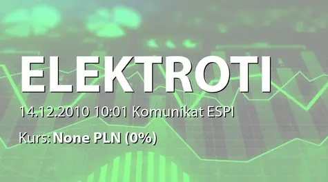 ELEKTROTIM S.A.: Przydział warrantów subskrypcyjnych serii A - realizacja Programu Motywacyjnego za rok 2009 (2010-12-14)