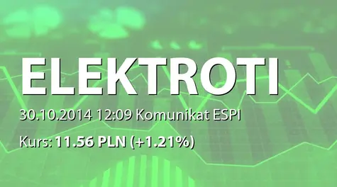 ELEKTROTIM S.A.: Umowa z KGHM Polska Miedź SA przez spółkę zależną (2014-10-30)