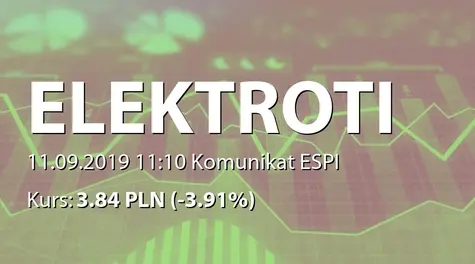 ELEKTROTIM S.A.: Umowa z Tauron Dystrybucja SA /O Legnica (2019-09-11)