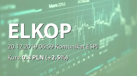 Elkop SE: Pośrednie nabycie akcji przez Damiana Patrowicza (2019-12-20)