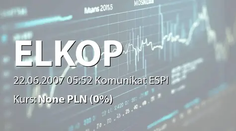 Elkop SE: Rejestracja PDA serii B w KDPW  (2007-06-22)