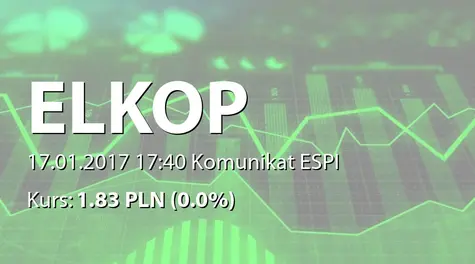 Elkop SE: Rejestracja splitu akcji w KRS (2017-01-17)