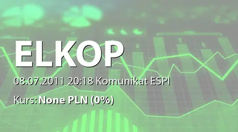 Elkop SE: Wybór Kancelarii Porad Finansowo-Księgowych dr Piotr Rojek sp. z o.o. na audytora (2011-07-08)