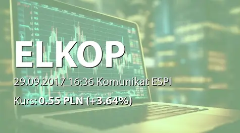 Elkop SE: Zamiar uzyskania statusu Spółki Europejskiej (2017-09-29)