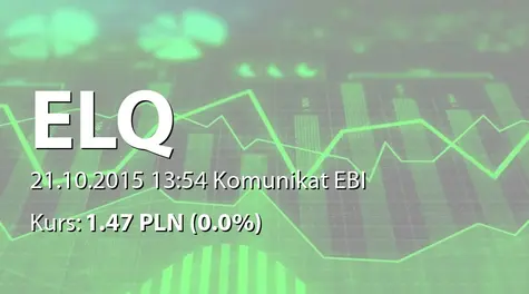 ELQ S.A.: Wniosek o zawieszenie notowań akcji w związku z procedurą ich scalenia (2015-10-21)