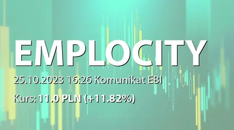 Emplocity S.A.: NWZ - podjęte uchwały: zgoda na zawarcie umowy pożyczki z członkiem Zarządu (2023-10-25)