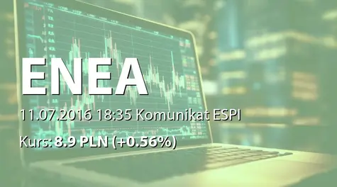 Enea S.A.: Uzupełnienie RB ESP nr 20/2016 (2016-07-11)