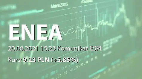Enea S.A.: Wstępne wyniki finansowe i operacyjneza I półrocze 2021 (2021-08-20)