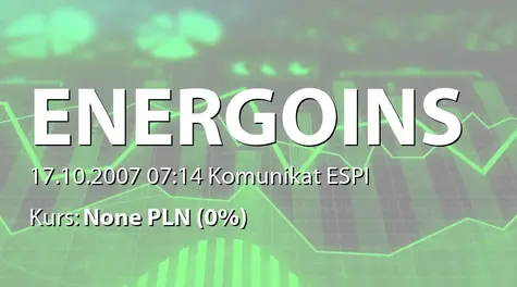 Energoinstal S.A.: Rejestracja podwyższenia kapitału w KRS (2007-10-17)