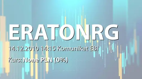 Erato Energy S.A.: Przedwstępna umowa zakupu udziałów w Invitum sp. z o.o. (2010-12-14)