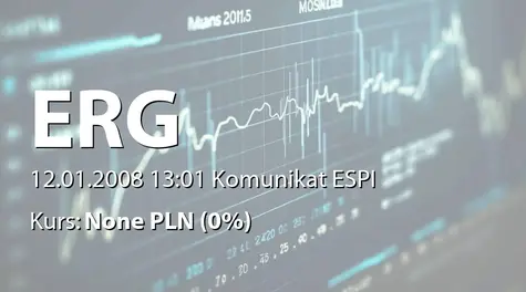 ERG S.A.: Aneks do umowy z ING Bank Śląski SA o kredyt w rachunku bankowym - 2,5 mln zł (2008-01-12)