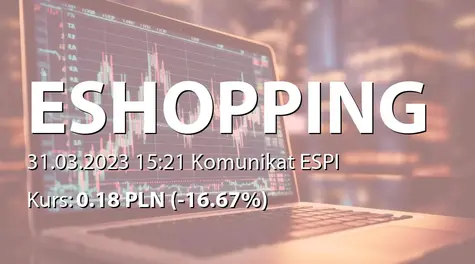 E-shopping Group S.A.: ZWZ (12:00) - projekty uchwał: pokrycie straty za rok 2022, zmiany w RN (2023-03-31)