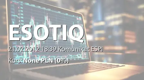 Esotiq & Henderson S.A.: Wniosek akcjonariusza z projektami uchwał WZA zwołanego na dzień 13.03.2012 roku (2012-02-21)