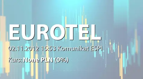 Eurotel S.A.: Dyspozycja utworzenia oszczędnościowej lokaty terminowej - 3 mln zł (2012-11-02)