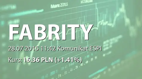 Fabrity Holding S.A.: Korekta raportu ESPI nr 25/2015 (2015-07-28)