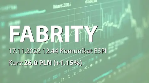 Fabrity Holding S.A.: Podwyższenie kapitału w wyniku wydania akcji serii B-E (2022-11-17)